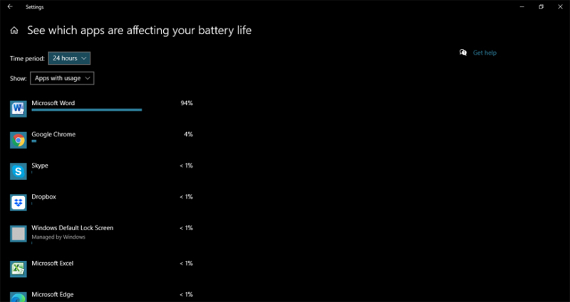 عبارت see what apps are on your battery life را تایپ نمایید